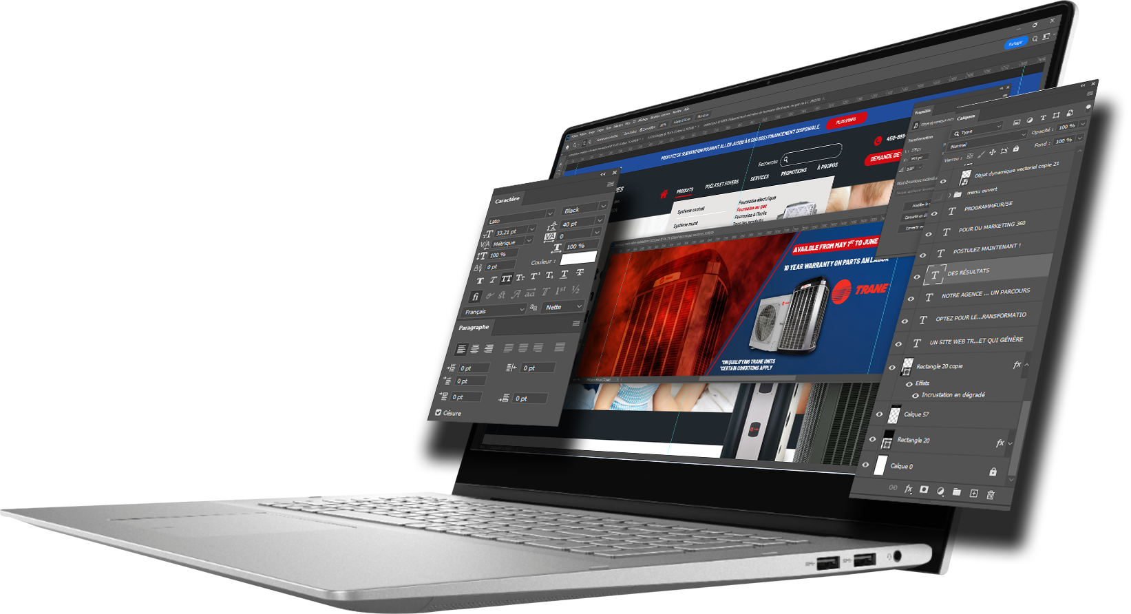 Conception du site web par outil Photoshop